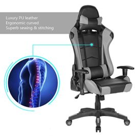 IWMH-Racing-Chaise-Sige-Gaming-De-Luxe-Fauteuil-Gamer-Pro-Assise-Baquet-Sport-En-Similicuir-PU-Hauteur-Rglable-Inclinable-135-Avec-Ttire-Support-Lombaire-Flexible-Idal-Pour-Joueurs-PC-Gamer-0-1