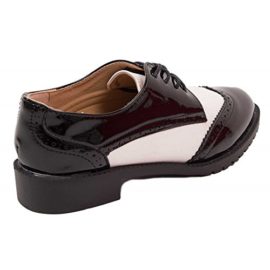 Primtex-Derbies-Femme-Noir-et-Blanche-Simili-Cuir-Vernis-et-Daim-0-2