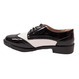 Primtex-Derbies-Femme-Noir-et-Blanche-Simili-Cuir-Vernis-et-Daim-0-3