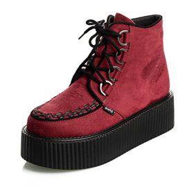 RoseG-Femmes-Lacets-Plate-Forme-Gothique-Punk-Creepers-Bottes-Chaussures-0-0