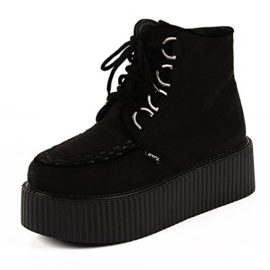 RoseG-Femmes-Lacets-Plate-Forme-Gothique-Punk-Creepers-Bottes-Chaussures-0