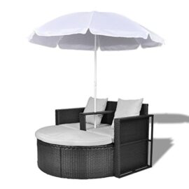 Anself-Canap-de-2-places-rond-noir-avec-le-parasol-0-0