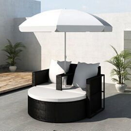 Anself-Canap-de-2-places-rond-noir-avec-le-parasol-0-1