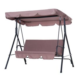 Balancelle de jardin 3 places toit imperméabilisé inclinaison réglable coussins assise et dossier 1,72L x 1,1l x 1,52H m acier polyester Balancelle de jardin 3 places toit imperméabilisé inclinaison réglable coussins assise et dossier 1,72L x 1,1l x 1,52H m acier polyester