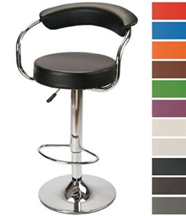 CLP Tabouret de bar avec dossier ITALIA, rond et réglable en hauteur 67 – 85 cm, 13 couleurs au choix, pivotant 360°, socle CLP Tabouret de bar avec dossier ITALIA, rond et réglable en hauteur 67 – 85 cm, 13 couleurs au choix, pivotant 360°, socle