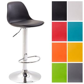 CLP Tabouret de bar design KIEL hauteur d´assise: 60 – 82 cm au rembourrage épais similicuir et coque plastique, une chaise avec piètement trompette chromé réglable avec repose-pieds métal intégré CLP Tabouret de bar design KIEL hauteur d´assise: 60 – 82 cm au rembourrage épais similicuir et coque plastique, une chaise avec piètement trompette chromé réglable avec repose-pieds métal intégré