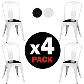 Due-home Lot de 4 chaises style Tolix avec structure métallique 46,5 x 84 x 52,2 cm Due-home Lot de 4 chaises style Tolix avec structure métallique 46,5 x 84 x 52,2 cm