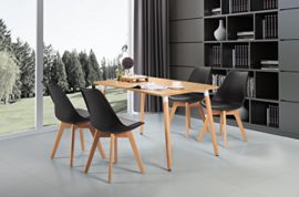 HJ-WeDoo-bois-de-chne-ChaiseLot-de-4-chaises-de-salle–manger-scandinaves-inspire-par-Eames-DSW-chaises-avec-assise-rembourre-Gris-0-0