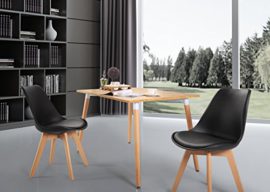 HJ-WeDoo-bois-de-chne-ChaiseLot-de-4-chaises-de-salle–manger-scandinaves-inspire-par-Eames-DSW-chaises-avec-assise-rembourre-Gris-0-1