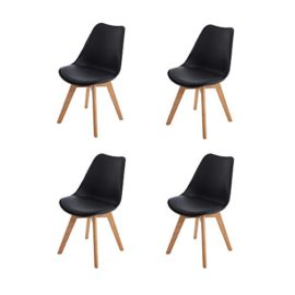 HJ-WeDoo-bois-de-chne-ChaiseLot-de-4-chaises-de-salle–manger-scandinaves-inspire-par-Eames-DSW-chaises-avec-assise-rembourre-Gris-0