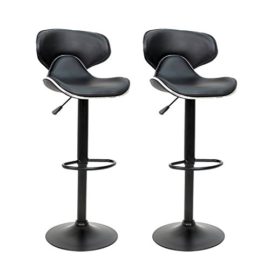 Lot de 2 Tabourets de bar Chaise de bar réglage en hauteur avec dossier Noir ISE SY6001-BK Lot de 2 Tabourets de bar Chaise de bar réglage en hauteur avec dossier Noir ISE SY6001-BK