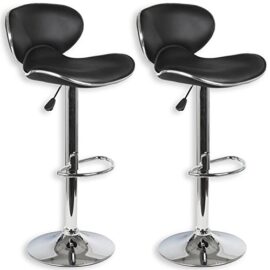 Lot de 2 tabourets de bar LOUNGE simili cuir noir Lot de 2 tabourets de bar LOUNGE simili cuir noir