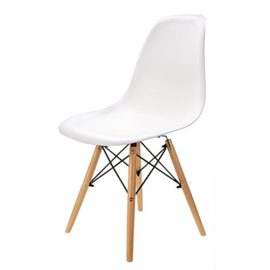 Lot de 4 Chaises Blanches de Salle à Manger Chaise de Cuisine avec Pieds en Bois Lot de 4 Chaises Blanches de Salle à Manger Chaise de Cuisine avec Pieds en Bois 5