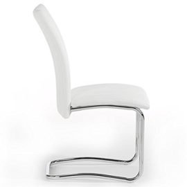 Lot de 4 chaises de salle à manger ALESSIA piètement chromé revêtement synthétique blanc Lot de 4 chaises de salle à manger ALESSIA piètement chromé revêtement synthétique blanc 3