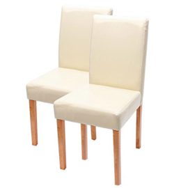 Lot de 4 chaises de séjour Littau, cuir reconstitué, crème, pieds clairs Lot de 4 chaises de séjour Littau, cuir reconstitué, crème, pieds clairs 5