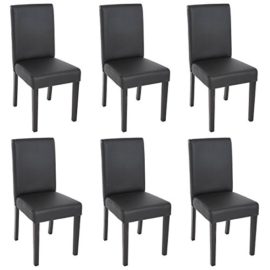 Lot de 6 chaises de séjour Littau, simili-cuir, noir mat, pieds foncés Lot de 6 chaises de séjour Littau, simili-cuir, noir mat, pieds foncés