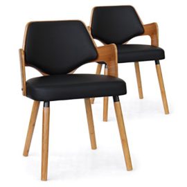 Menzzo Lot de 2 Chaises Scandinave Dima, Bois, Bois Naturel/Noir, 51 x 51 x 72 cm Menzzo Lot de 2 Chaises Scandinave Dima, Bois, Bois Naturel/Noir, 51 x 51 x 72 cm