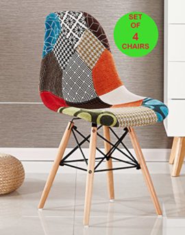 P-N-Homewares-Lot-de-4-Moda-Patchwork-Chaise-Chaise-de-salle–manger-ou-chaise-de-bureau-ou-chaise-dappoint-Superbe-Tissu-Combinaison-moderne-rtro-Chaise-0