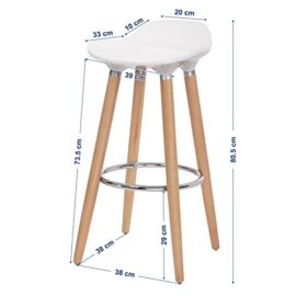 Songmics Lot de 2 Tabourets de bar Pieds en bois de hêtre Hauteur de l’assise 73 cm Assise en plastique ABS blanc LJB20W Songmics Lot de 2 Tabourets de bar Pieds en bois de hêtre Hauteur de l’assise 73 cm Assise en plastique ABS blanc LJB20W 4