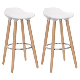 Songmics Lot de 2 Tabourets de bar Pieds en bois de hêtre Hauteur de l’assise 73 cm Assise en plastique ABS blanc LJB20W Songmics Lot de 2 Tabourets de bar Pieds en bois de hêtre Hauteur de l’assise 73 cm Assise en plastique ABS blanc LJB20W