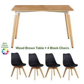 Table-et-4-chaises-P-N-Homewares-modle-Lorenzo-Style-scandinave-rtro-et-moderne-Table-en-bois-marron-Pour-la-salle--manger-0