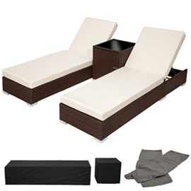 TecTake-2x-Chaise-longue-bain-de-soleil-Table-en-Aluminium-et-Poly-Rotin-Deux-set-de-housses-Housse-de-protection-diverses-couleurs-au-choix-0