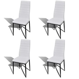 vidaXL-Lot-de-4-chaises-blanches-aux-lignes-fines-avec-une-table-en-verre-0-2