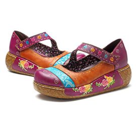 Socofy Chaussures de Ville Femmes Filles, Mary Jane en Cuir à Motif Fleurs Talons Compensé Plateformes Sandales Ballerines Cadeau Printemps Été – Marron Bleu Violet Rose Socofy Chaussures de Ville Femmes Filles, Mary Jane en Cuir à Motif Fleurs Talons Compensé Plateformes Sandales Ballerines Cadeau Printemps Été – Marron Bleu Violet Rose