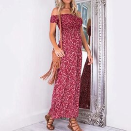 Aitos Femme Robe Longue Ete Boheme Chic Maxi robe de Plage Soirée Casual Imprimé Fleurie Mode FendueCol Bateau Épaules Dénudées Aitos Femme Robe Longue Ete Boheme Chic Maxi robe de Plage Soirée Casual Imprimé Fleurie Mode FendueCol Bateau Épaules Dénudées 3