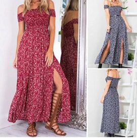 Aitos Femme Robe Longue Ete Boheme Chic Maxi robe de Plage Soirée Casual Imprimé Fleurie Mode FendueCol Bateau Épaules Dénudées Aitos Femme Robe Longue Ete Boheme Chic Maxi robe de Plage Soirée Casual Imprimé Fleurie Mode FendueCol Bateau Épaules Dénudées 4