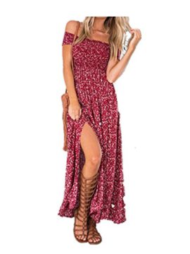 Aitos Femme Robe Longue Ete Boheme Chic Maxi robe de Plage Soirée Casual Imprimé Fleurie Mode FendueCol Bateau Épaules Dénudées Aitos Femme Robe Longue Ete Boheme Chic Maxi robe de Plage Soirée Casual Imprimé Fleurie Mode FendueCol Bateau Épaules Dénudées 2