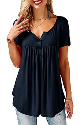 Aswinfon-Tunique-Femme-Ete-Manche-Courte-Grande-Taille-Fluide-Casual-Top-Blouse-Tee-Shirt-Haut-0