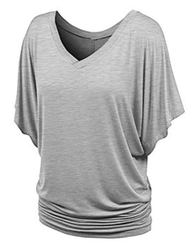 Baijiaye Femme Tee Top Grande Taille Manche Courte T-Shirt Collier V Manches Chauve-Souris Décontractée Tee Baijiaye Femme Tee Top Grande Taille Manche Courte T-Shirt Collier V Manches Chauve-Souris Décontractée Tee 3