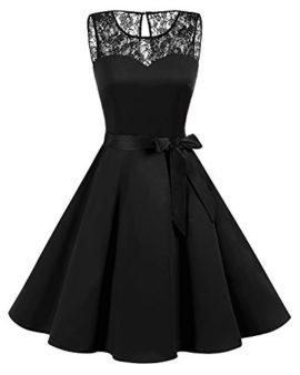 Bbonlinedress Vintage rétro 1950’s Audrey Hepburn Robe de Soirée Cocktail sans manches avec dentelle année 50 Rockabilly Bbonlinedress Vintage rétro 1950’s Audrey Hepburn Robe de Soirée Cocktail sans manches avec dentelle année 50 Rockabilly