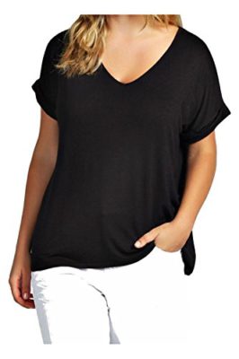 Beaii Femme Col V Revers Manches surdimensionné Top Baggy grande taille Manches chauve-souris Décontracté T Shirt Beaii Femme Col V Revers Manches surdimensionné Top Baggy grande taille Manches chauve-souris Décontracté T Shirt 2