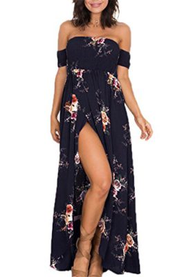 Femme Robe de plage Bohême Longue Floral Ete Sexy Bas Irrégulière Plissée Style Epaule nu Col Beatou Femme Robe de plage Bohême Longue Floral Ete Sexy Bas Irrégulière Plissée Style Epaule nu Col Beatou 3