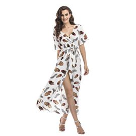 Femme Robe de plage Bohême Longue Manche Courte Floral Sexy Bas Irrégulière Plissée Robe de Soirée Cocktail Femme Robe de plage Bohême Longue Manche Courte Floral Sexy Bas Irrégulière Plissée Robe de Soirée Cocktail