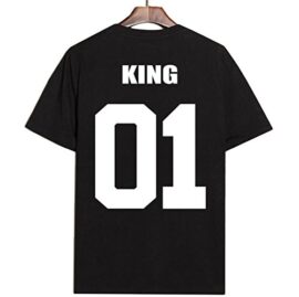 JWBBU King Queen Couple T-Shirt Partner Look Couple Set Cadeau pour Cadeau D’anniversaire Cadeau Anniversaire Mariage, Noir/Blanc JWBBU King Queen Couple T-Shirt Partner Look Couple Set Cadeau pour Cadeau D’anniversaire Cadeau Anniversaire Mariage, Noir/Blanc 3