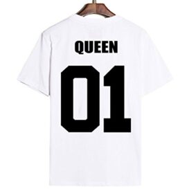 JWBBU King Queen Couple T-Shirt Partner Look Couple Set Cadeau pour Cadeau D’anniversaire Cadeau Anniversaire Mariage, Noir/Blanc JWBBU King Queen Couple T-Shirt Partner Look Couple Set Cadeau pour Cadeau D’anniversaire Cadeau Anniversaire Mariage, Noir/Blanc 4