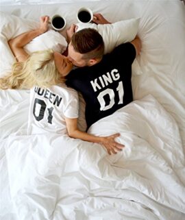 JWBBU King Queen Couple T-Shirt Partner Look Couple Set Cadeau pour Cadeau D’anniversaire Cadeau Anniversaire Mariage, Noir/Blanc JWBBU King Queen Couple T-Shirt Partner Look Couple Set Cadeau pour Cadeau D’anniversaire Cadeau Anniversaire Mariage, Noir/Blanc 5