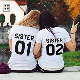 Tees-Shirts-pour-Deux-Femmes-Surs-Shirt-Best-Friend-T-Shirt-Imprim-Sister01Sister02-2-Pices-Tops–Manches-Courtes-Chemiser-Casual-t-0-2