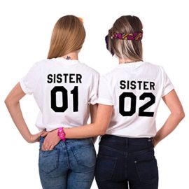 Tees Shirts pour Deux Femmes Sœurs Shirt Best Friend T-Shirt Imprimé Sister01Sister02 2 Pièces Tops à Manches Courtes Chemiser Casual Été Tees Shirts pour Deux Femmes Sœurs Shirt Best Friend T-Shirt Imprimé Sister01Sister02 2 Pièces Tops à Manches Courtes Chemiser Casual Été 2