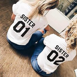 Tees Shirts pour Deux Femmes Sœurs Shirt Best Friend T-Shirt Imprimé Sister01Sister02 2 Pièces Tops à Manches Courtes Chemiser Casual Été Tees Shirts pour Deux Femmes Sœurs Shirt Best Friend T-Shirt Imprimé Sister01Sister02 2 Pièces Tops à Manches Courtes Chemiser Casual Été 6