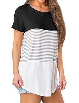 UUAISSO-T-Shirt-Femme-Col-Rond-Manches-Courtes-Hauts-Chemisier-Chic-Casual-Lche-Tops-t-0-1