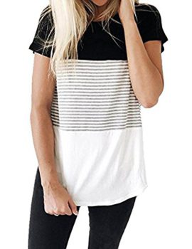 UUAISSO-T-Shirt-Femme-Col-Rond-Manches-Courtes-Hauts-Chemisier-Chic-Casual-Lche-Tops-t-0-2