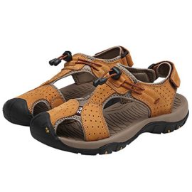 rismart-Homme-Bout-Ferm-CrochetBoucle-De-Plein-air-Randonne-Cuir-Chaussures-Sandales-0-1