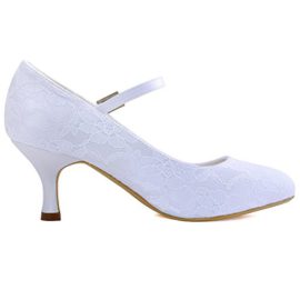 Elegantpark-EP1085-Bout-Ferme-Dentelle-Satin-Bride-Boucle-Talon-Pumps-Femme-Chaussures-de-Mariage-Mariee-Ceremonie-0-1