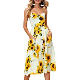 Femmes Robes Summer Floral Bohème Spaghetti Strap Bouton Bas Swing Midi Dress Avec Poches 27 Couleur Femmes Robes Summer Floral Bohème Spaghetti Strap Bouton Bas Swing Midi Dress Avec Poches 27 Couleur