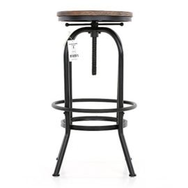 IKAYAA Tabouret de Bar Industriel en Pin et Métal Hauteur Réglable Chaise de Petit Déjeuner IKAYAA Tabouret de Bar Industriel en Pin et Métal Hauteur Réglable Chaise de Petit Déjeuner 2