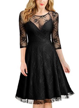 MIUSOL Robe de Soirée Dentelle Cocktail Manches 3/4 Femme,Fleurs Robe de Fete Col V Vintage Dos Nu Femme Sexy MIUSOL Robe de Soirée Dentelle Cocktail Manches 3/4 Femme,Fleurs Robe de Fete Col V Vintage Dos Nu Femme Sexy 2